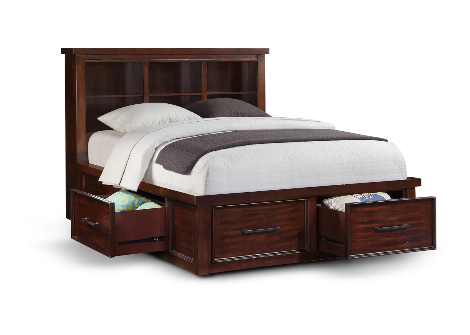 Delray Full Bookcase Storage Bed - Storage On All Sides