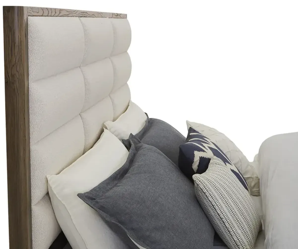 Crafted Oak Queen Upholstered Bed