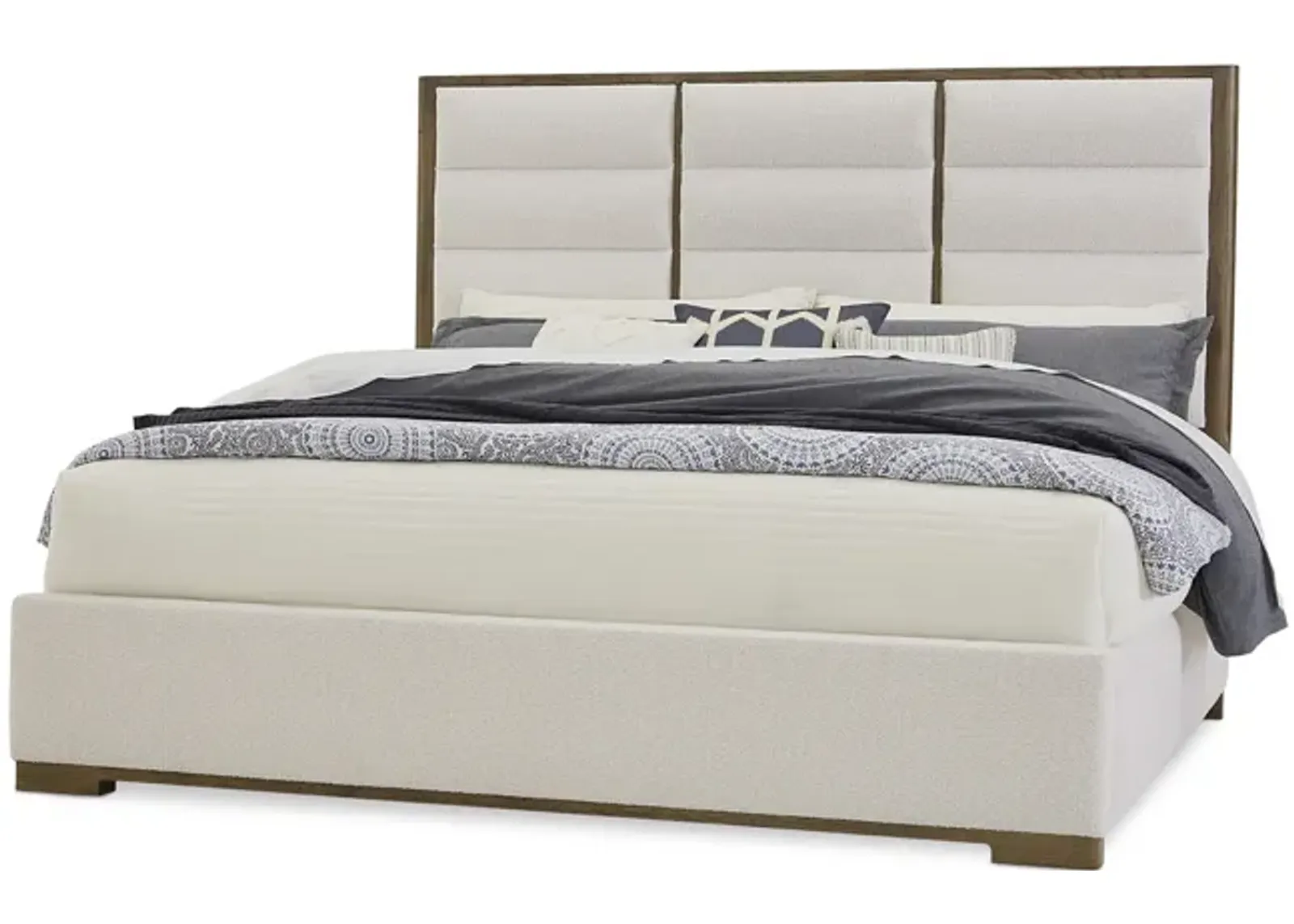 Crafted Oak Queen Upholstered Bed