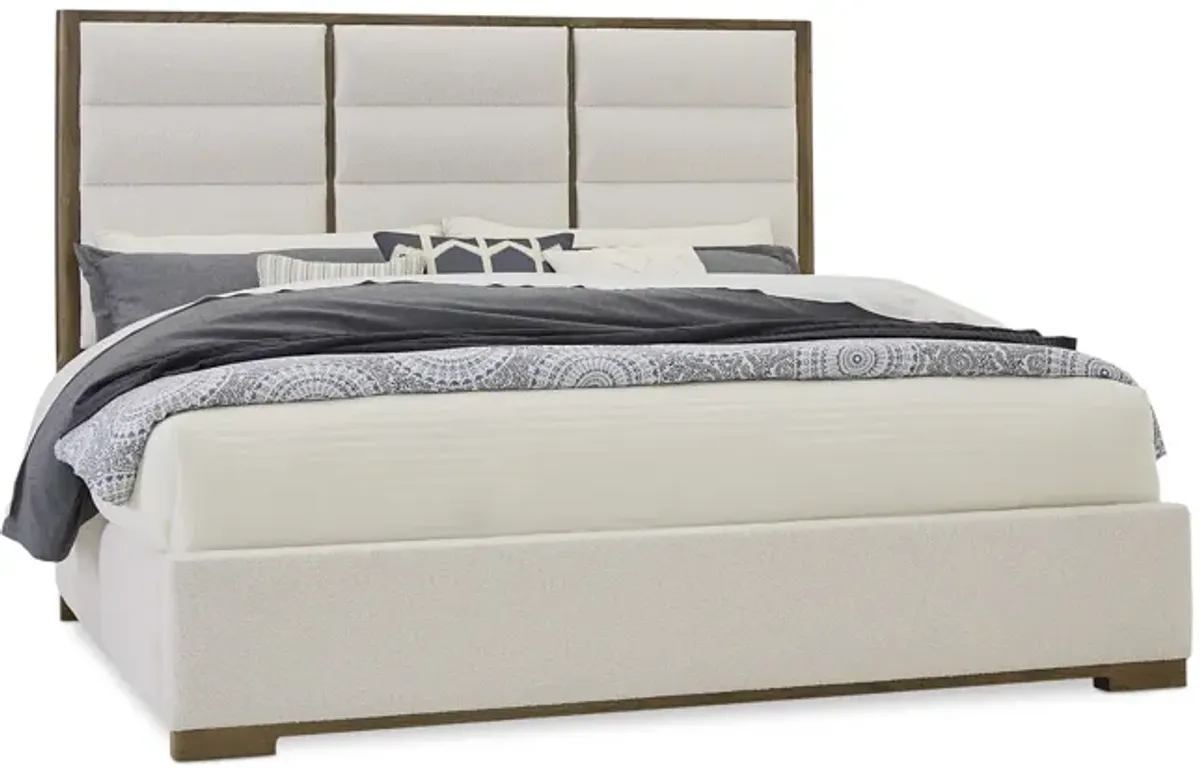 Crafted Oak Queen Upholstered Bed
