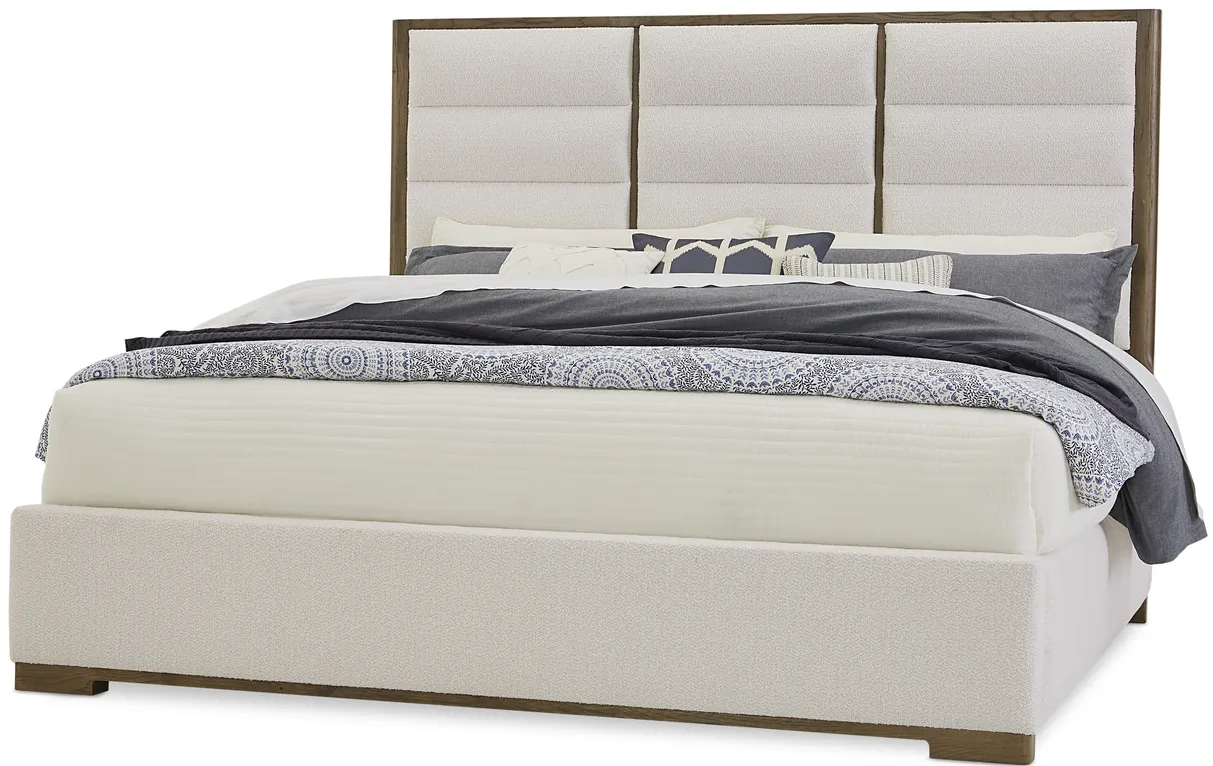 Crafted Oak Queen Upholstered Bed