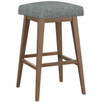 Tailormade Backless Stool With Brown Base - Grey