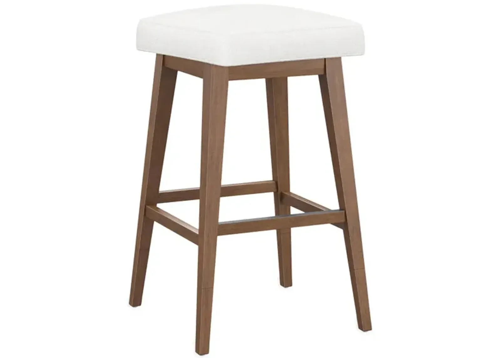 Tailormade Backless Stool With Brown Base - White