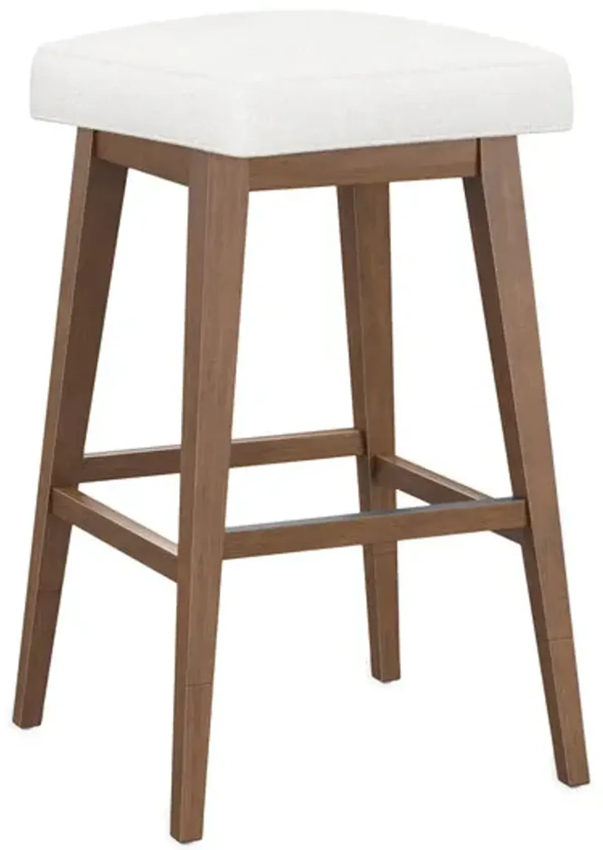 Tailormade Backless Stool With Brown Base - White