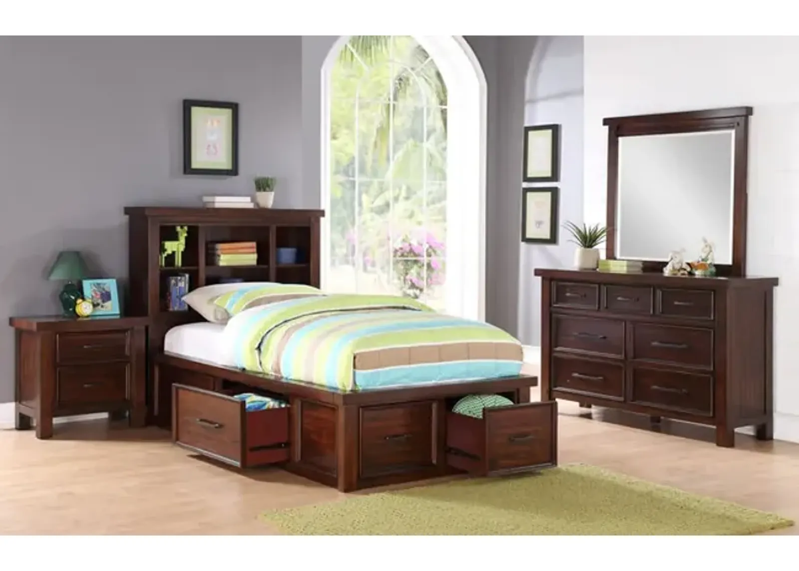 Delray Twin Bookcase Storage Bedroom Suite