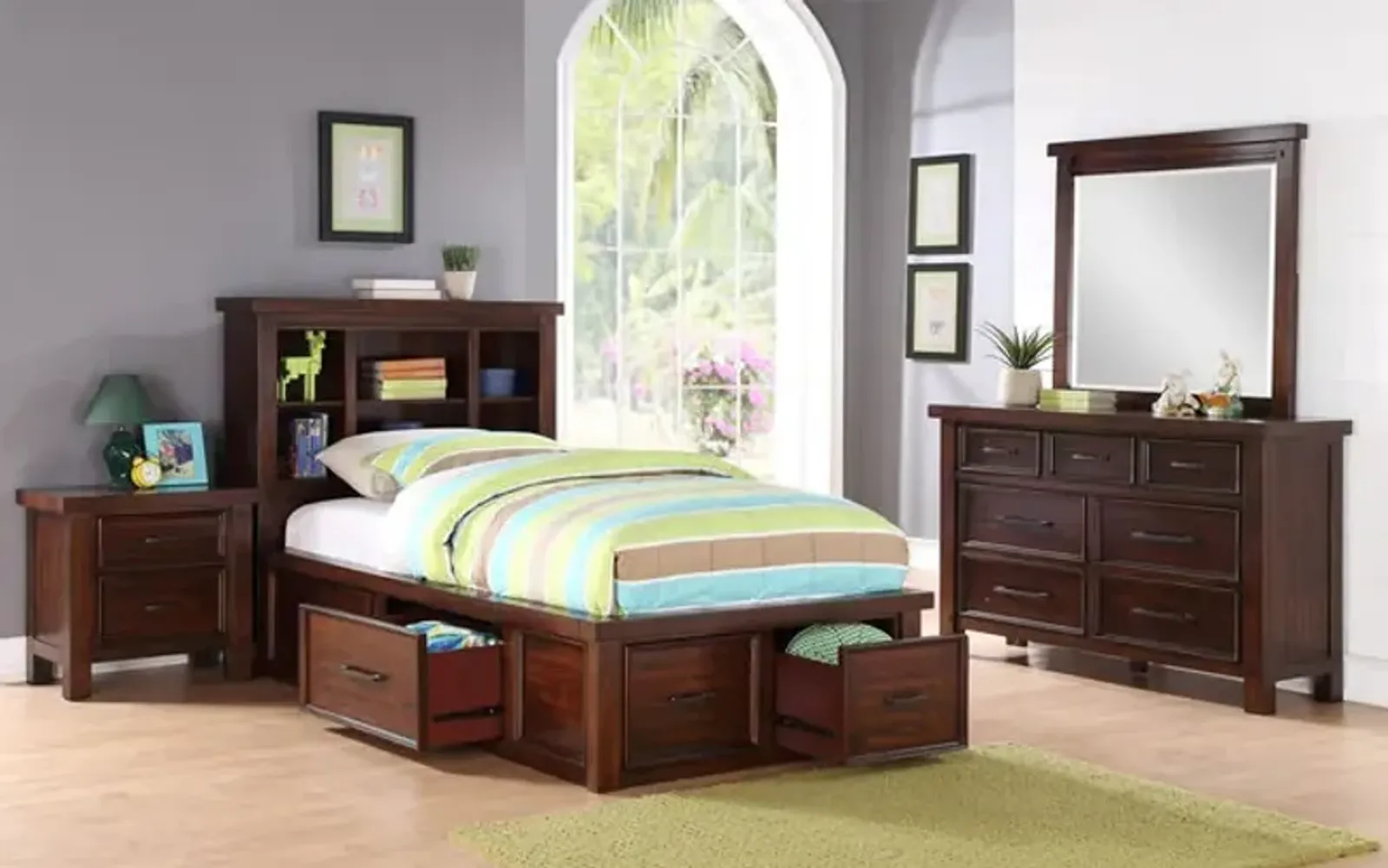 Delray Twin Bookcase Storage Bedroom Suite