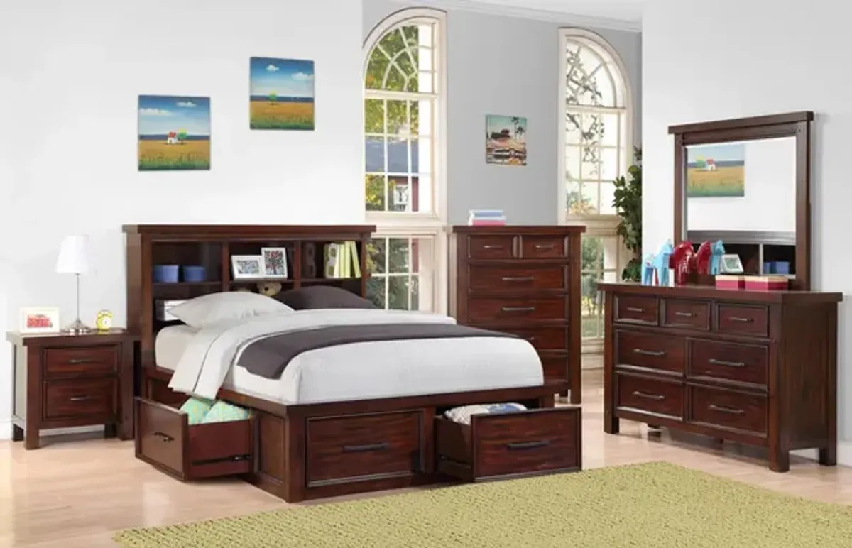 Delray Full Bookcase Storage Bedroom Suite