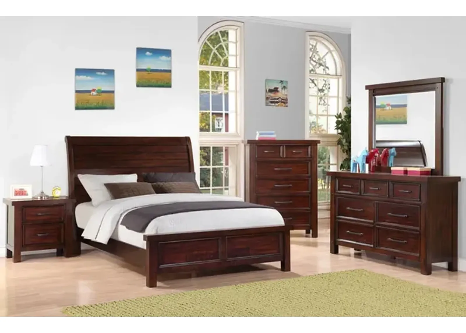 Delray Twin Sleigh Bedroom Suite - Dark