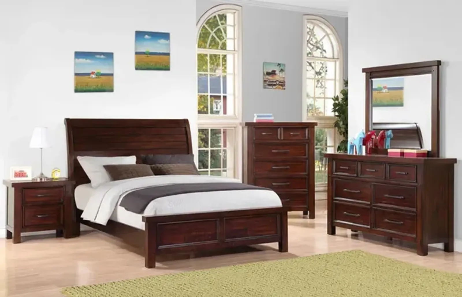 Delray Full Sleigh Bedroom Suite - Dark