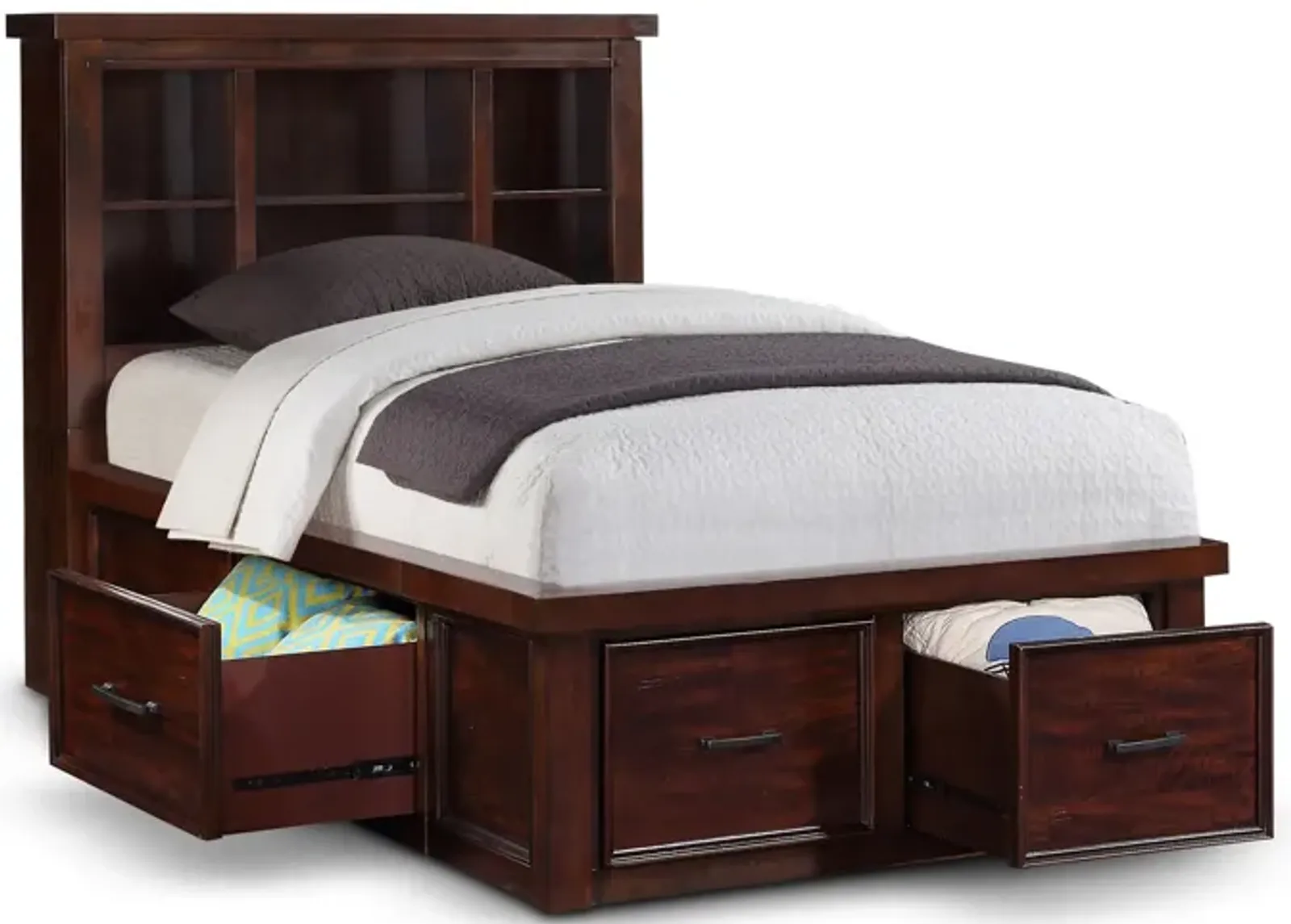 Delray Twin Bookcase Storage Bed - Storage On All Sides