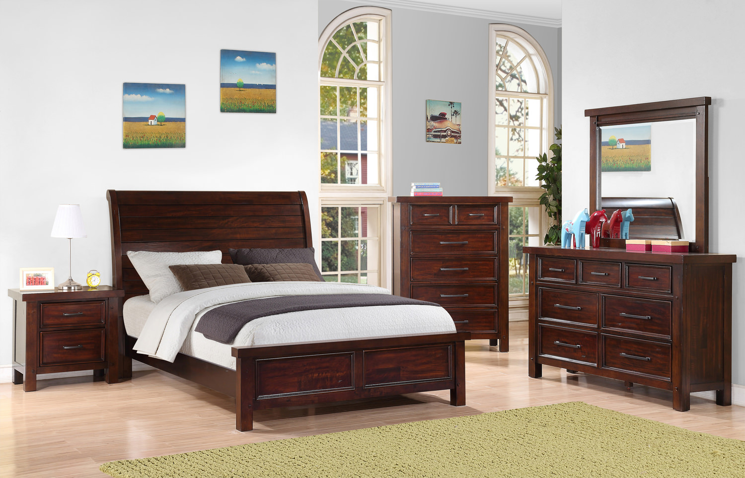 Delray Twin Sleigh Bed - Dark