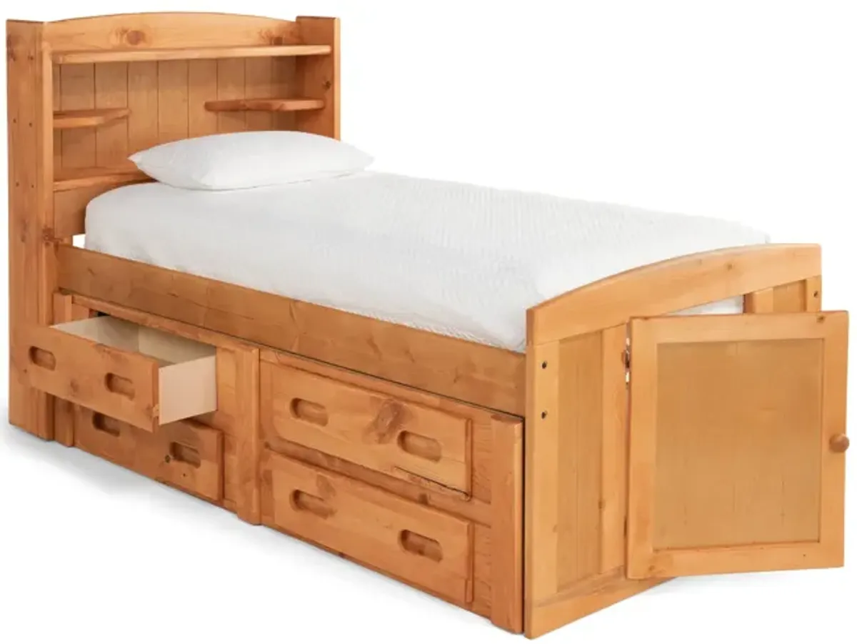 Bunkhouse Palomino Twin Captain Bed with 1 Side Storage - Cinnamon