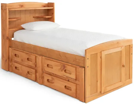 Bunkhouse Palomino Twin Captain Bed with 1 Side Storage - Cinnamon