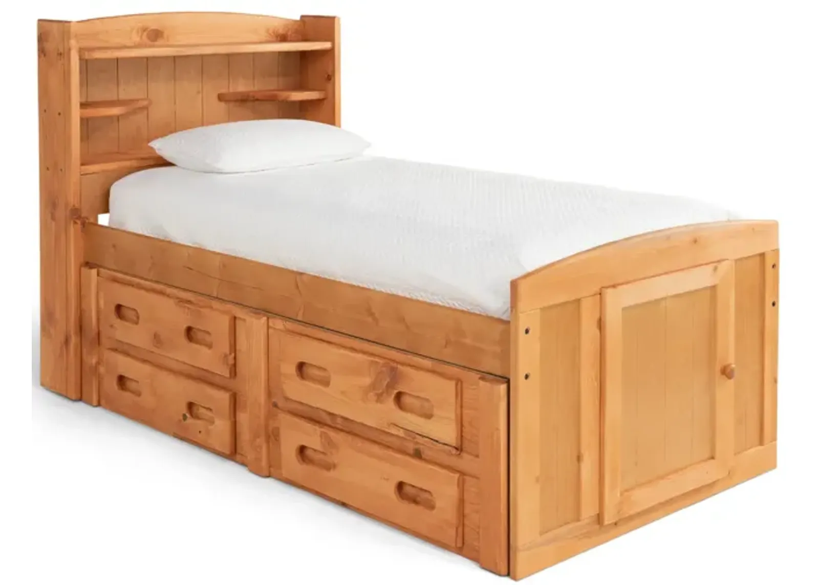 Bunkhouse Palomino Twin Captain Bed with 1 Side Storage - Cinnamon