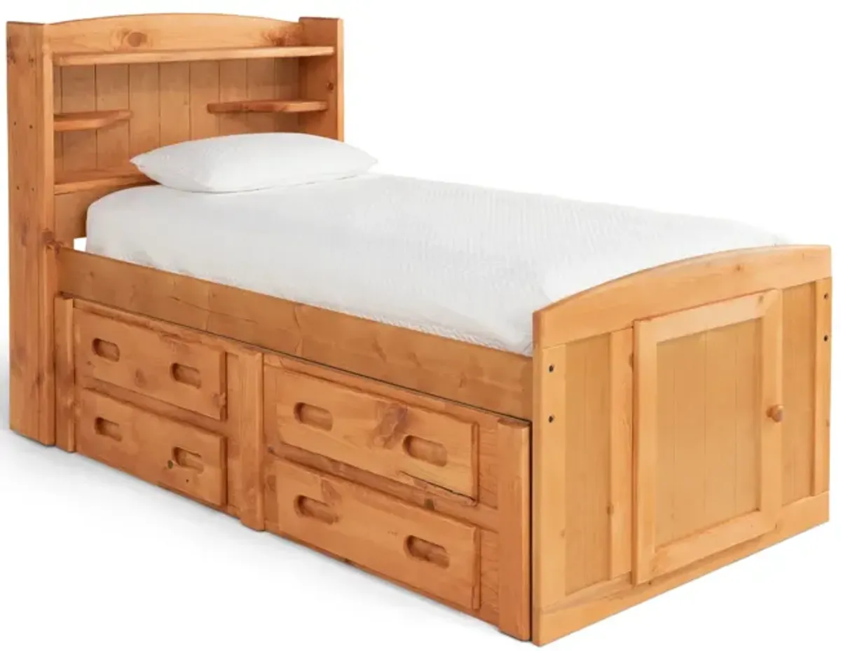 Bunkhouse Palomino Twin Captain Bed with 1 Side Storage - Cinnamon