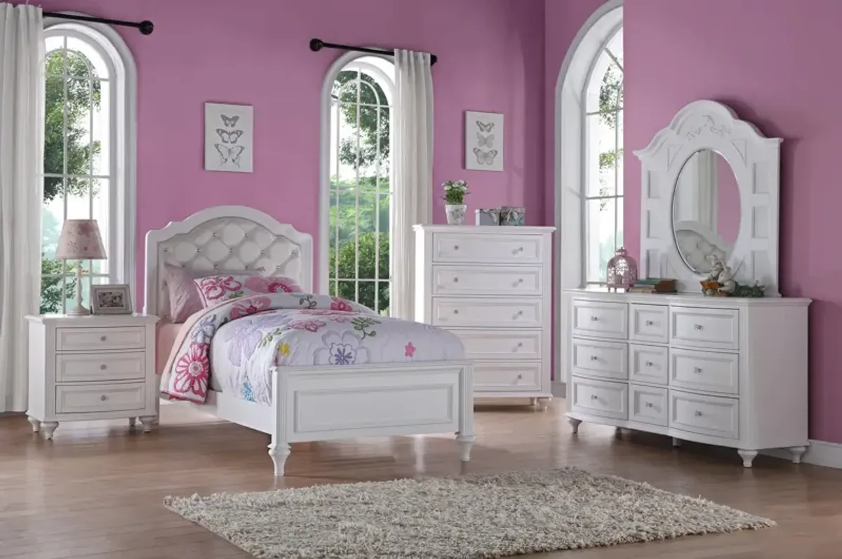 Chantilly Twin Upholstered Bedroom Suite - White