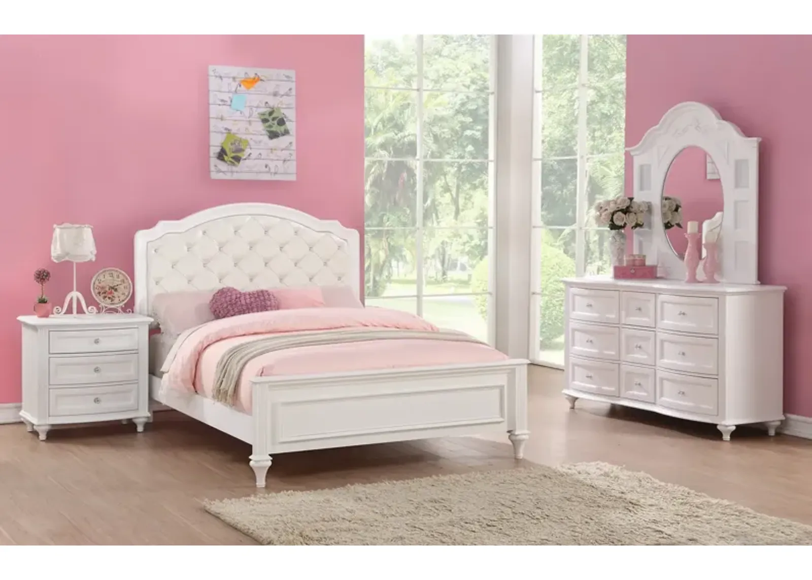 Chantilly Full Upholstered Bedroom Suite - White