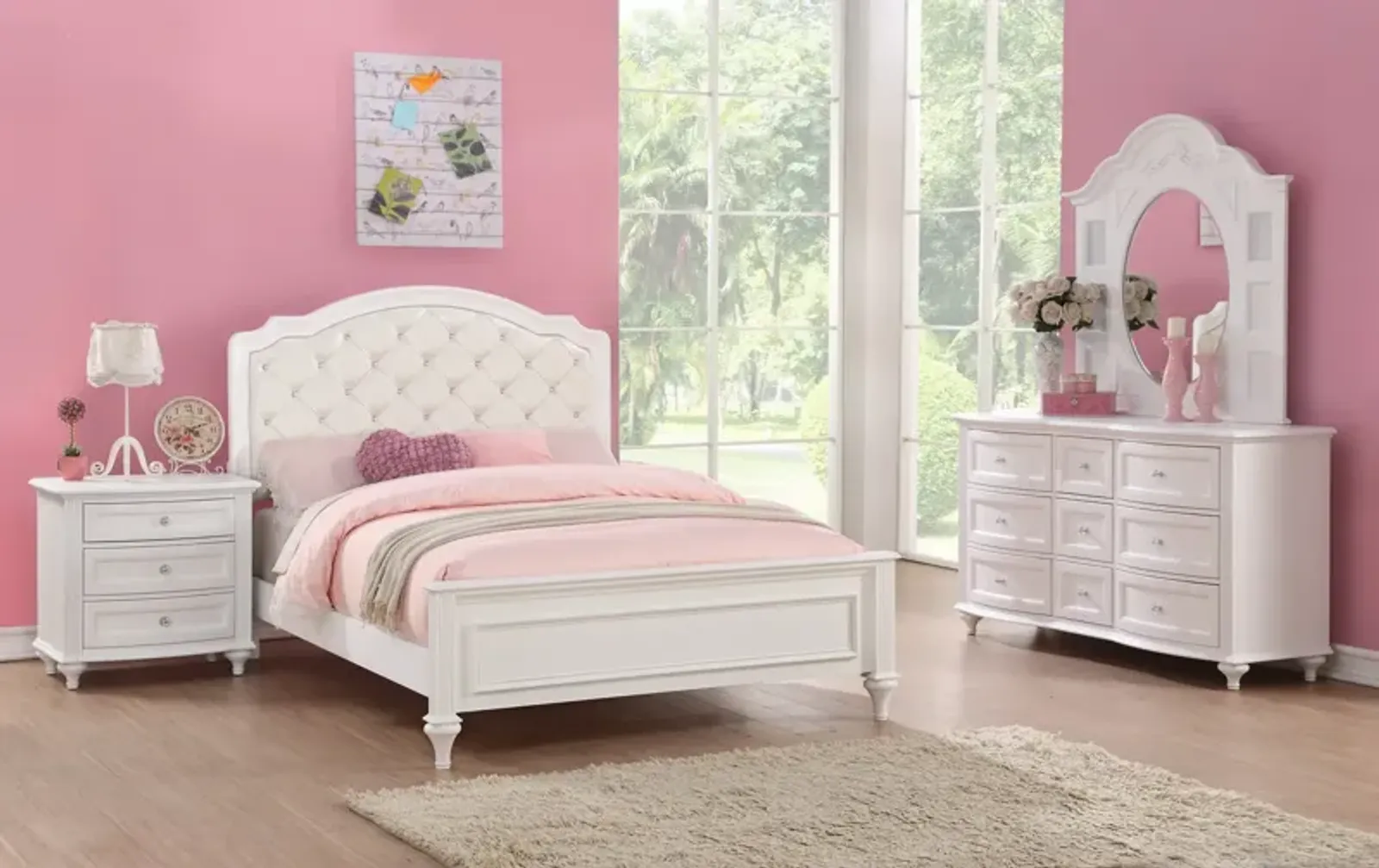 Chantilly Full Upholstered Bedroom Suite - White