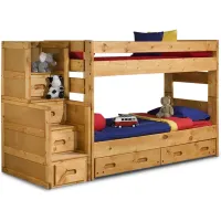 Bunkhouse Wrangler T T Bunk Bed With Stairway Chest - Cinnamon