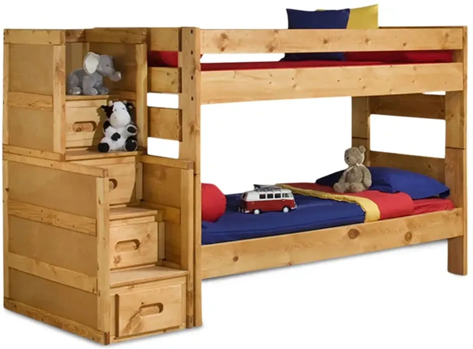 Bunkhouse Wrangler T T Bunk Bed With Stairway Chest - Cinnamon