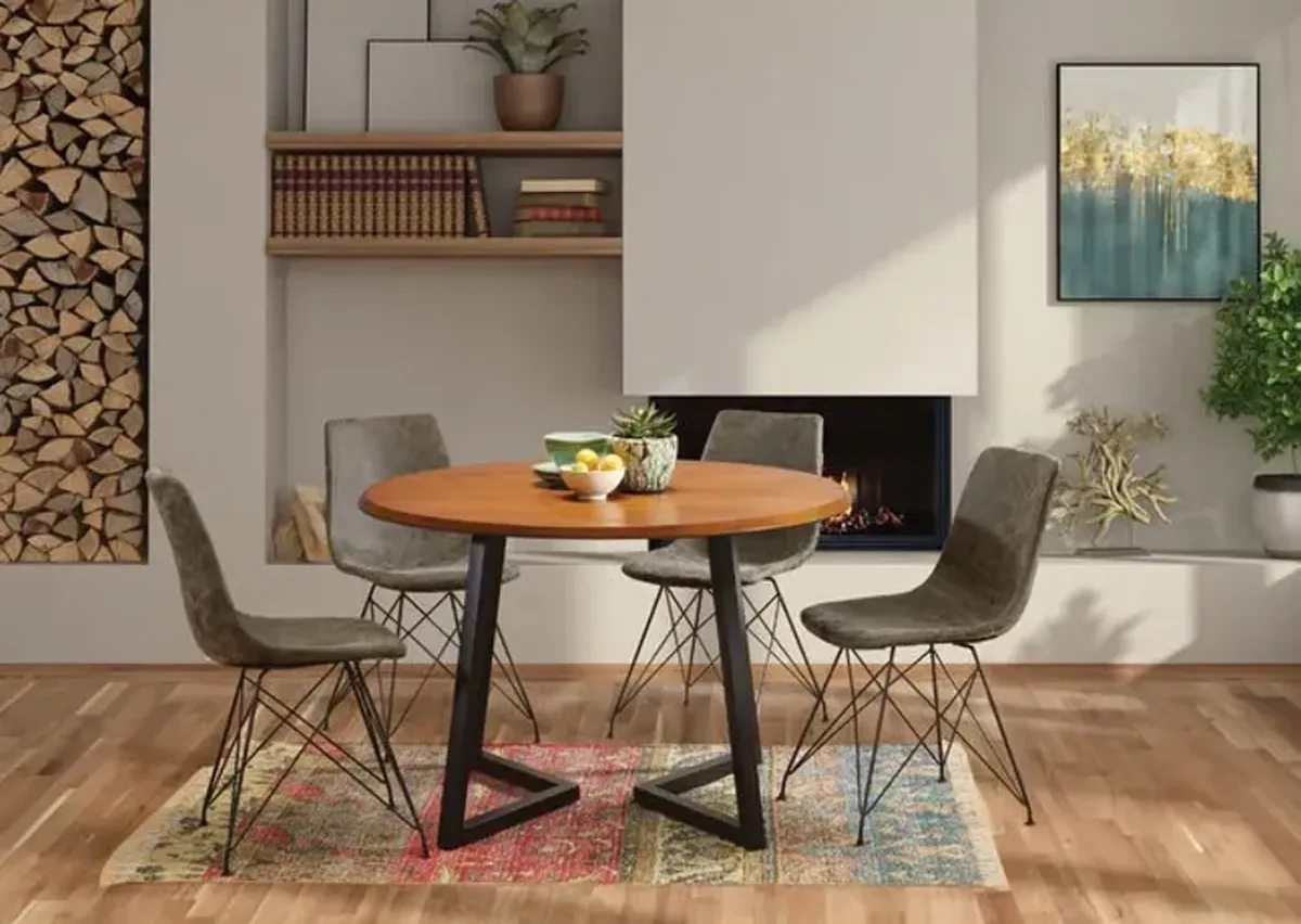 Trenton Round Dining Table With Charcoal Dining Chairs