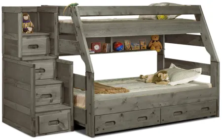 Bunkhouse High Sierra T F Bunk Bed with Stairway Chest - Driftwood
