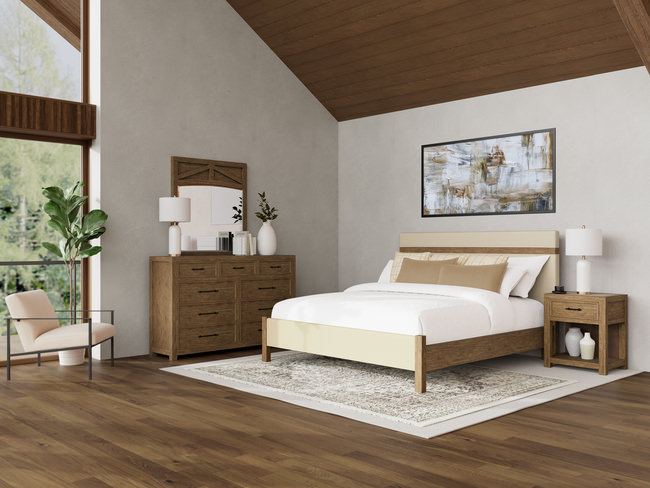 Bozeman King Upholstered Bedroom Suite w 1 Drawer Nightstand