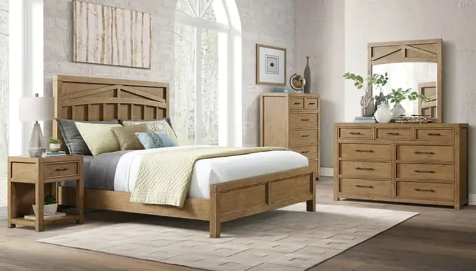 Bozeman Queen Panel Bedroom Suite with 1 Drawer Nightstand