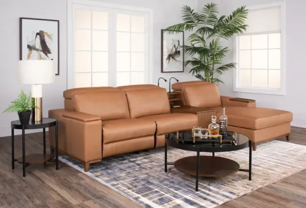 Ramsey Leather Reclining Sofa With Chaise