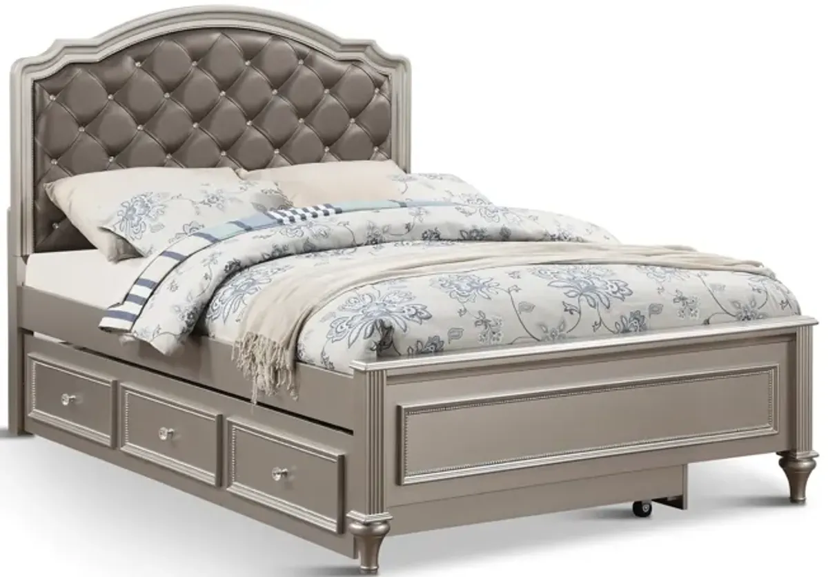 Chantilly Full Upholstered Bed - Silver