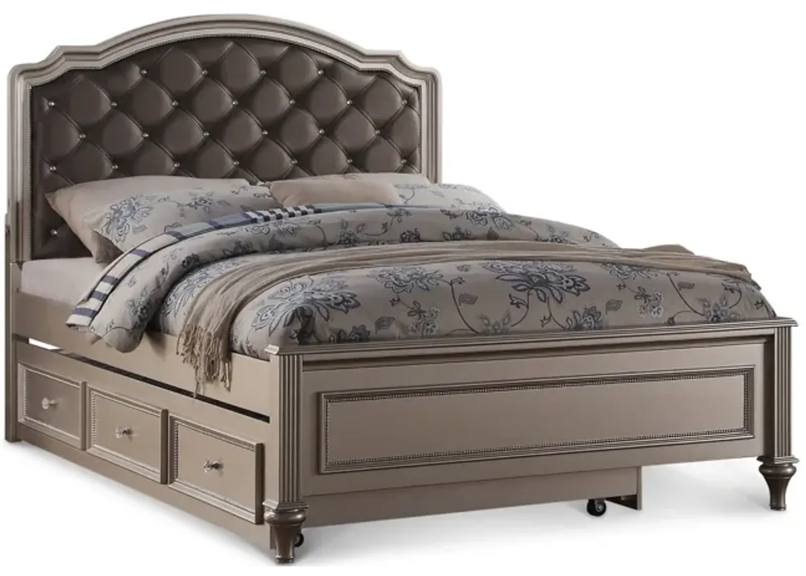 Chantilly Full Upholstered Bed - Silver