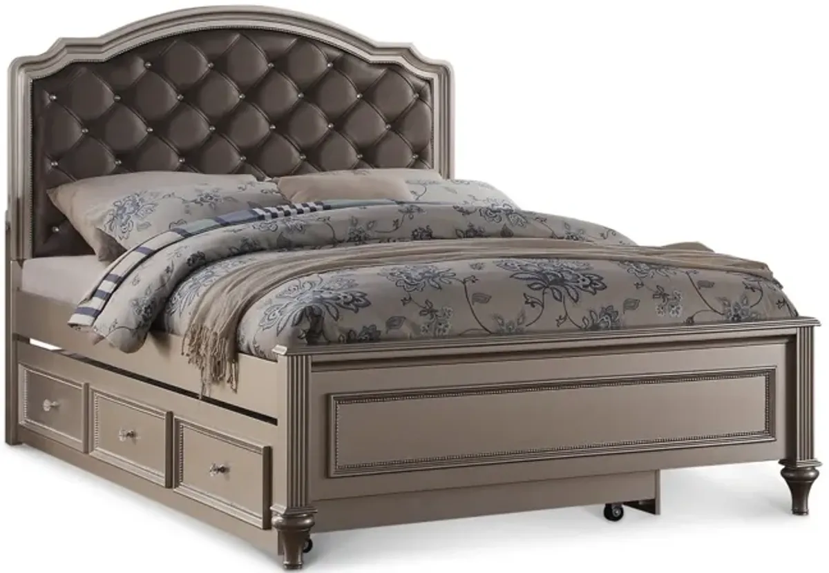 Chantilly Full Upholstered Bed - Silver