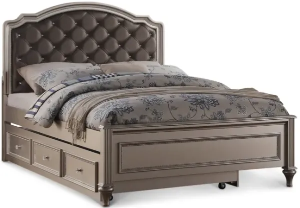 Chantilly Full Upholstered Bed - Silver