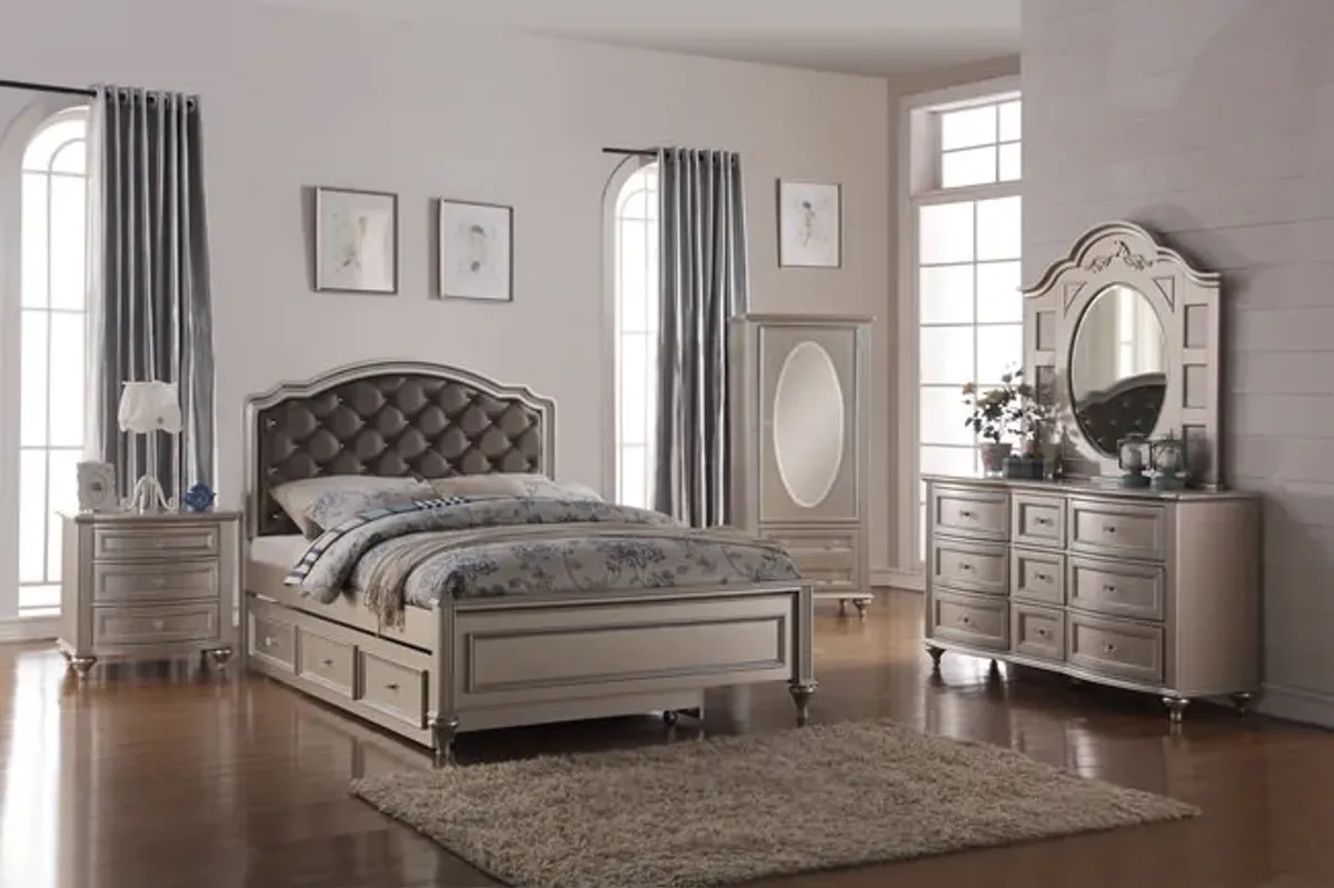 Chantilly Twin Upholstered Bedroom Suite - Silver