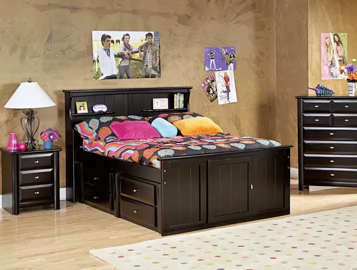 Laguna Full Bookcase Bed - Black Cherry