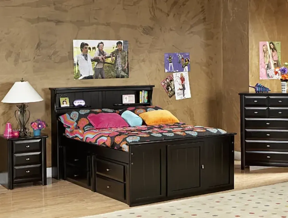 Laguna Twin Bookcase Bed Bedroom Suite - Black Cherry