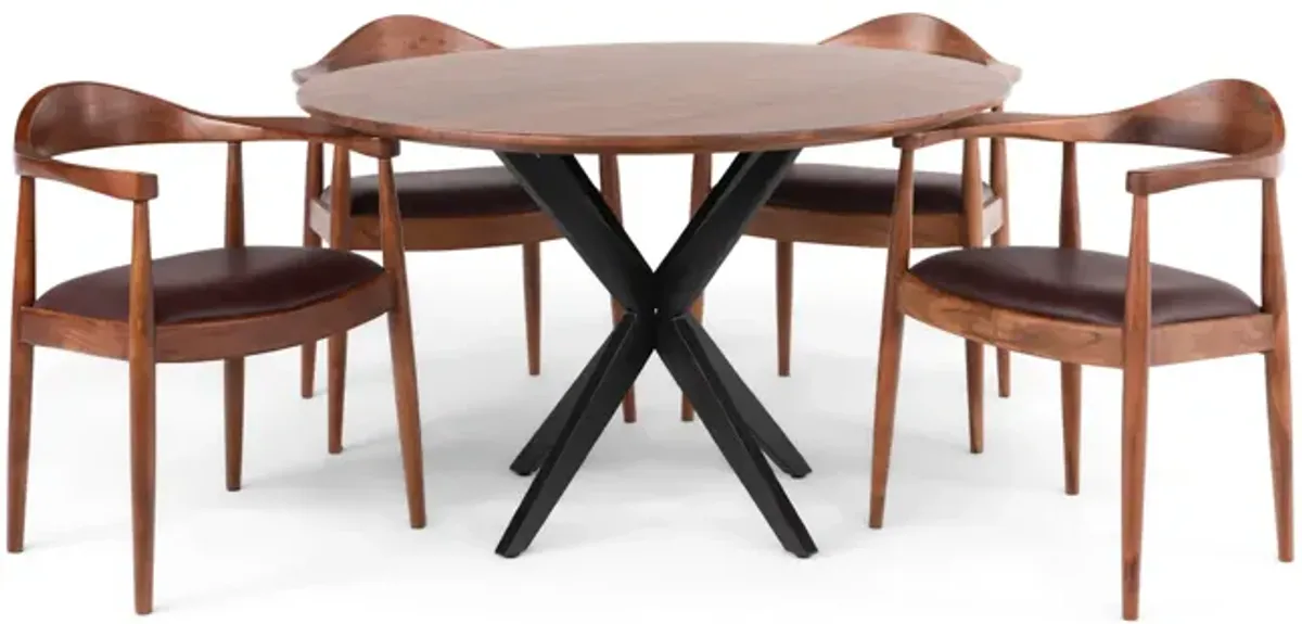 Palma Round Table With 4 Arm Chairs