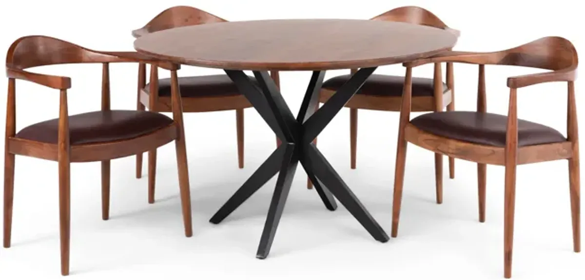 Palma Round Table With 4 Arm Chairs