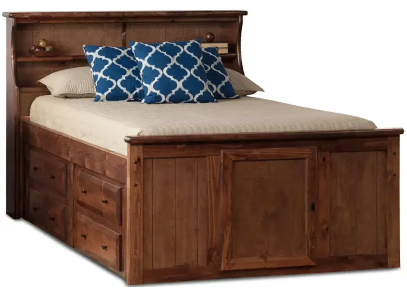 Laguna Twin Bookcase Bed with 1 side Storage - American Chestnut