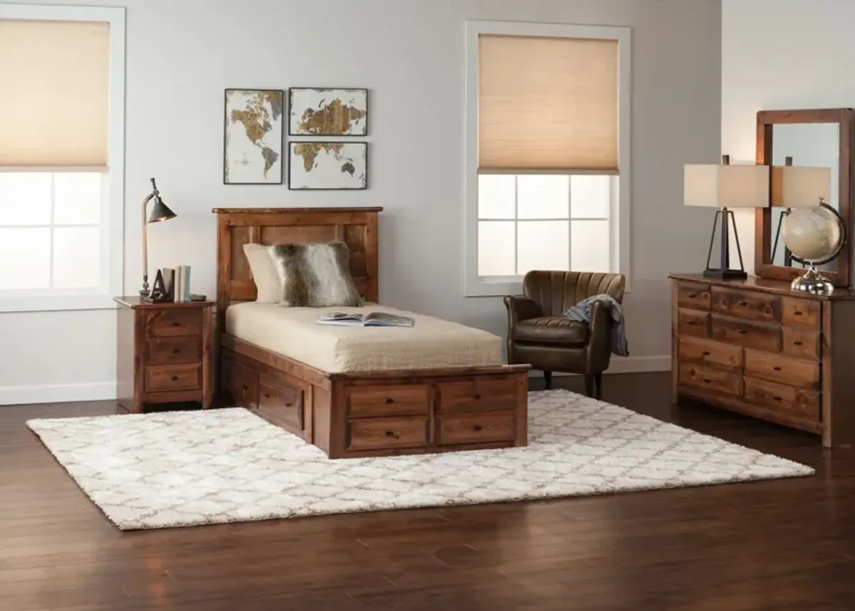 Laguna Twin Platform Storage Bed - American Chestnut