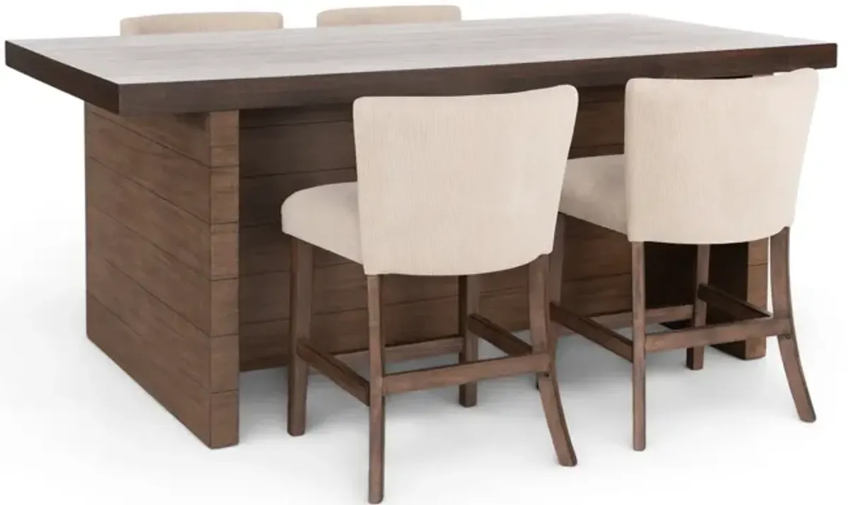 Boise Counter Bar With 4 Corduroy Counter Stools