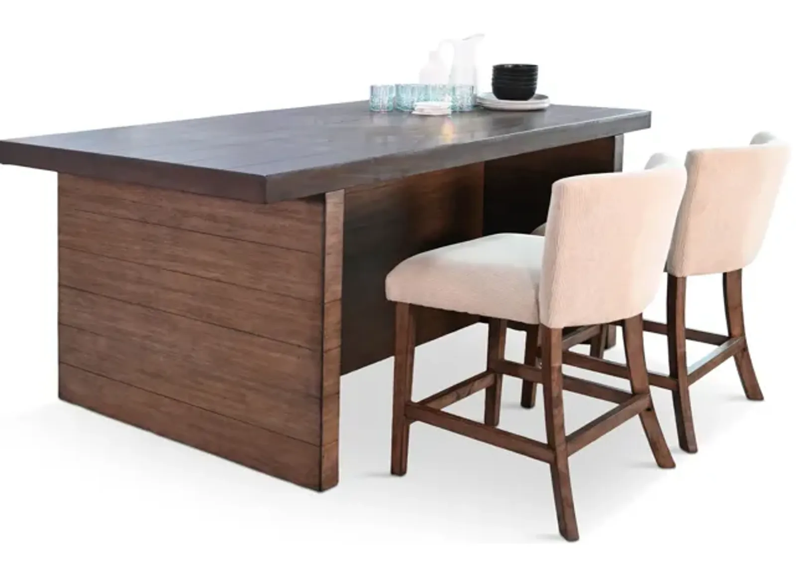 Boise Counter Bar With 4 Corduroy Counter Stools