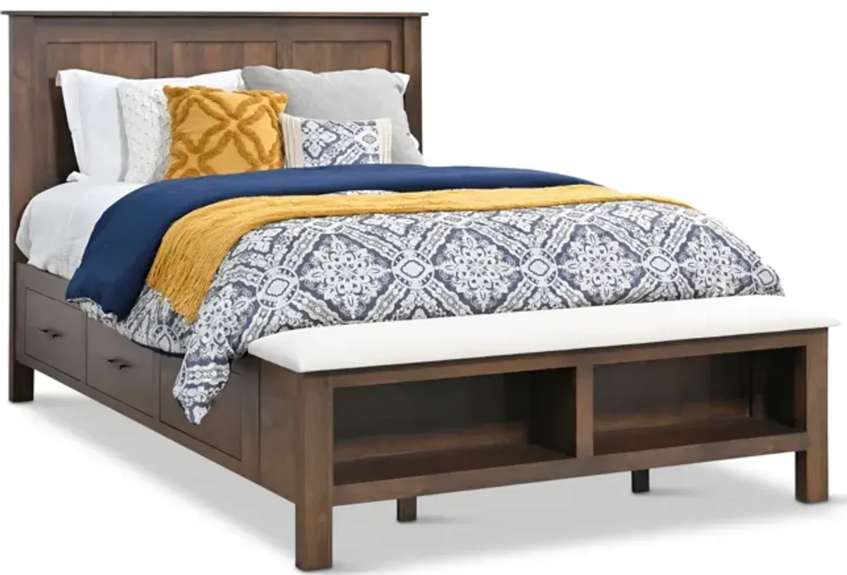 Williamsport Queen Storage Bed With Upholstered Footboard Bench Suite