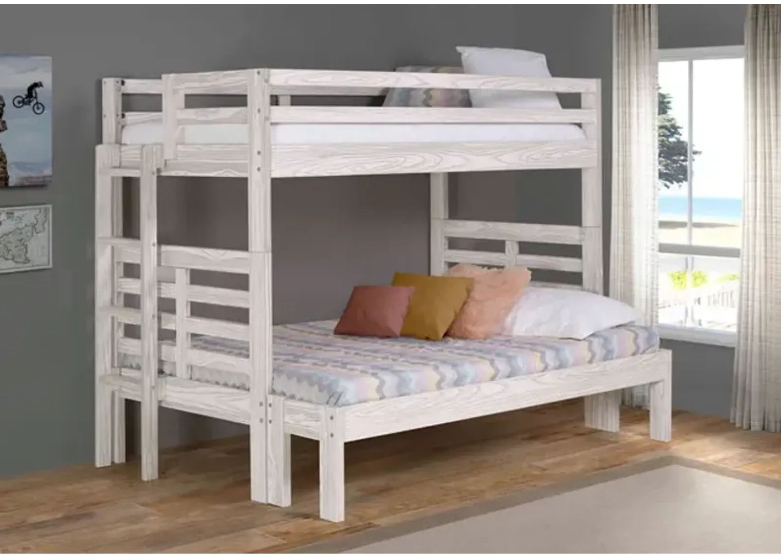 Skyler T F Bunk w Ladder - Birch White