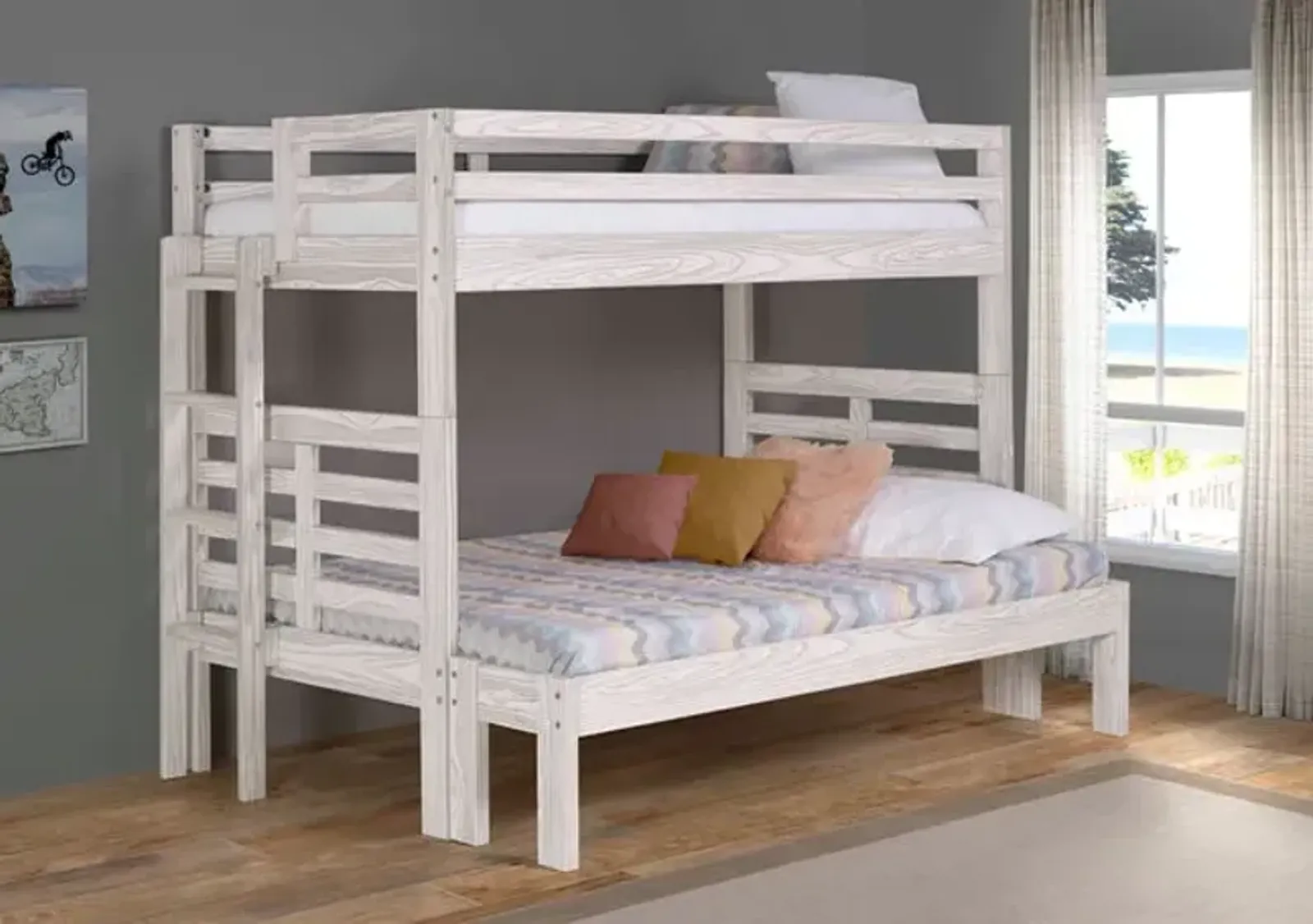 Skyler T F Bunk w Ladder - Birch White