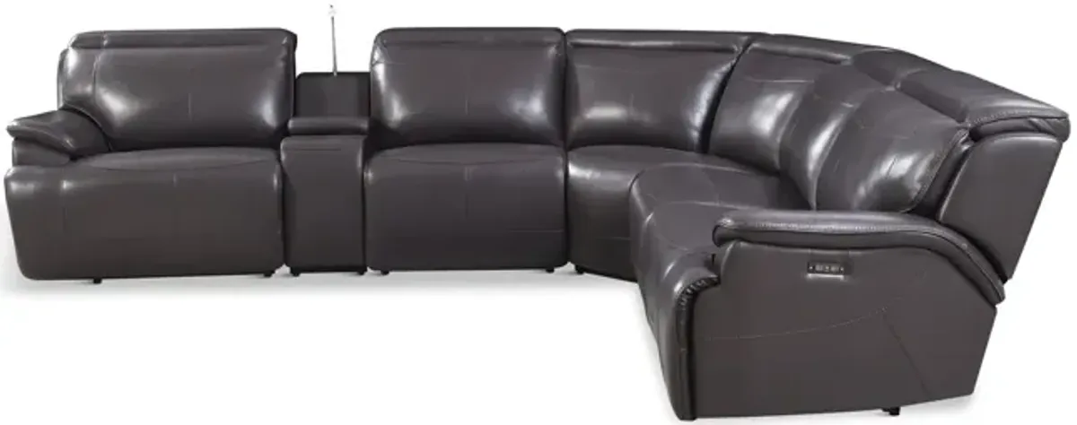 Judith 6 Piece Leather Power Reclining Sectional - Chocolate