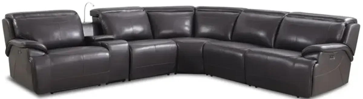 Judith 6 Piece Leather Power Reclining Sectional - Chocolate