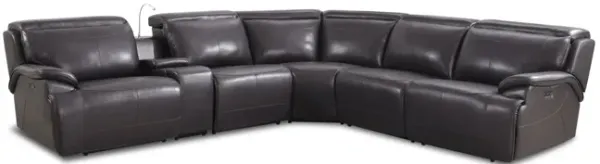 Judith 6 Piece Leather Power Reclining Sectional - Chocolate