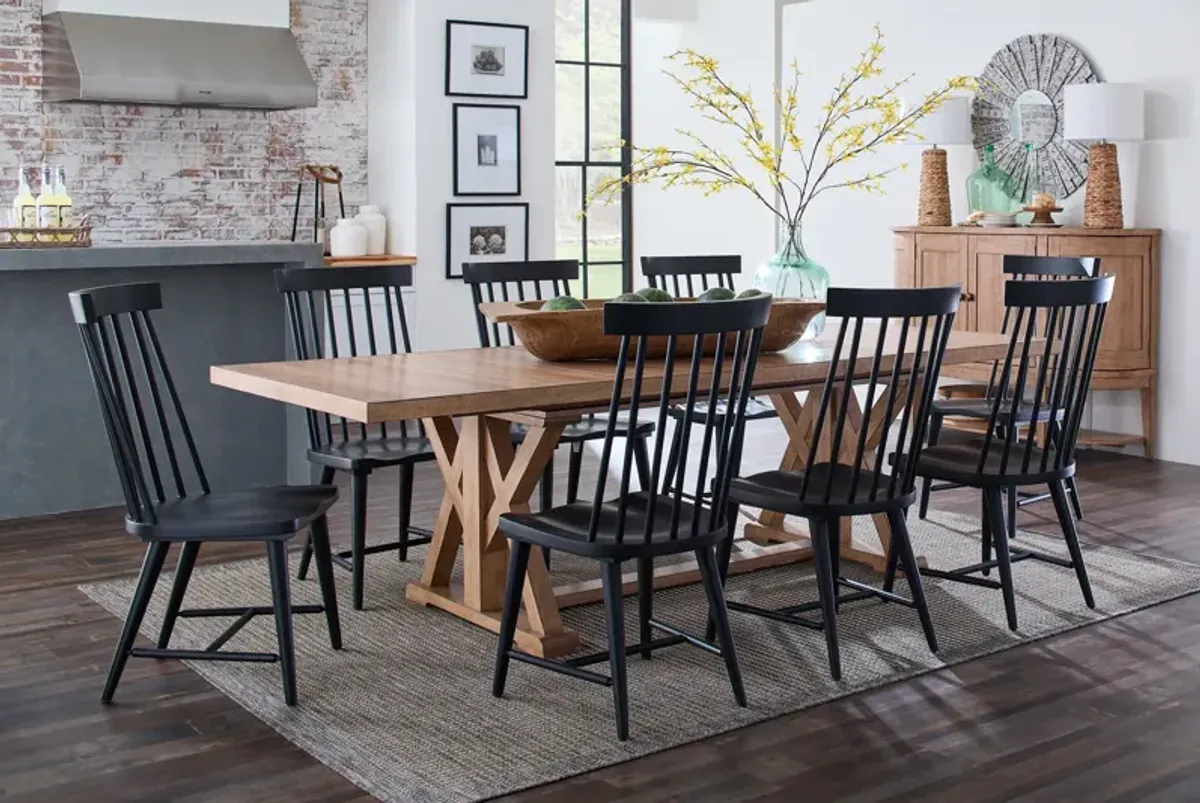 Clear Lake Trestle Table With 4 Windsor Side Chairs