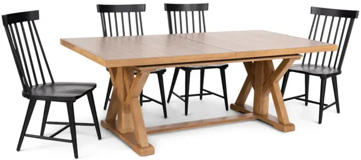 Clear Lake Trestle Table With 4 Windsor Side Chairs